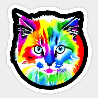 Colorful Rainbow Cats Digital Portrait (MD23Ar008b) Sticker